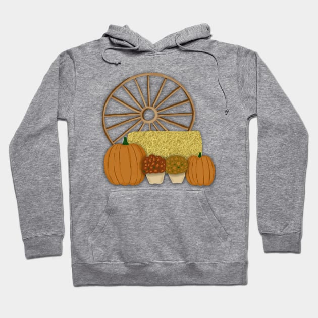 Autumn Pumpkin Scene Hoodie by tesiamarieart